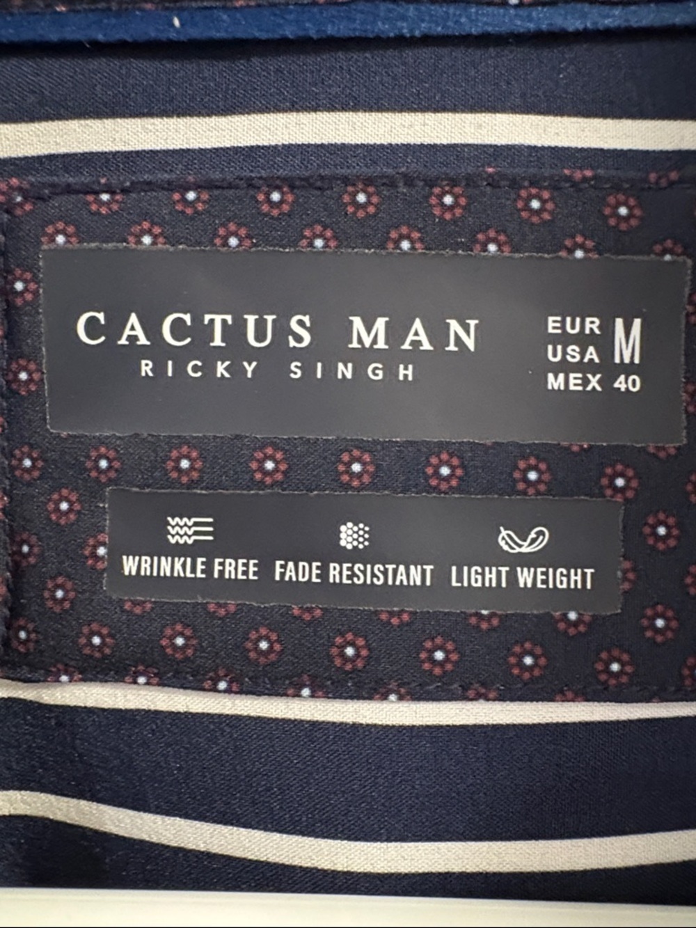 Cactus Man Navy Short Sleeve Button-Down Shirt with Micro Dot Print - Picture 2 of 5